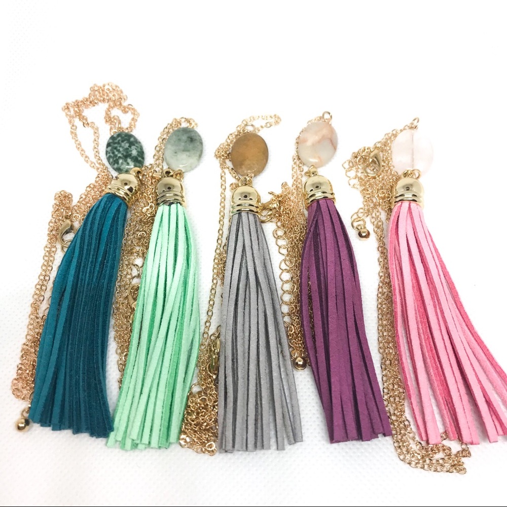 Tassel Necklace with Vegan Suede